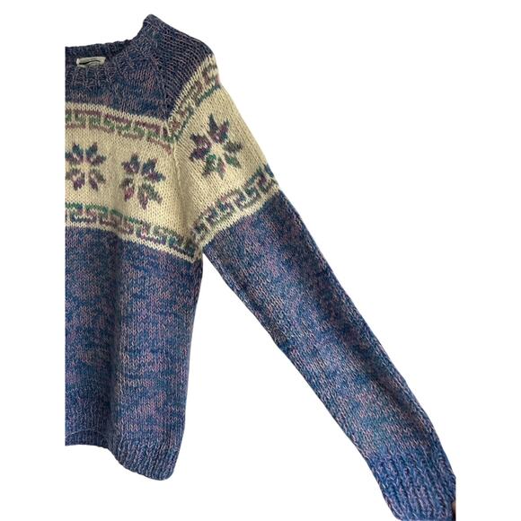 Ganesh Himal Trading Large 100% Wool Hand Made Nordic Snowflake Sweater - Picture 5 of 7